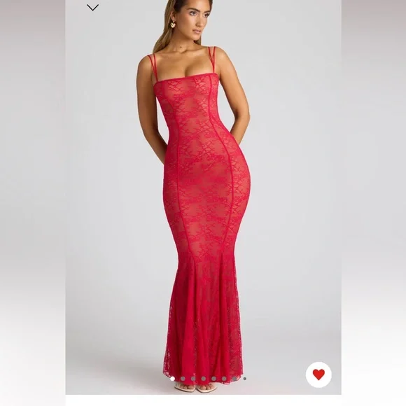 Oh Polly Red Lace Maxi Dress - Picture 3 of 3